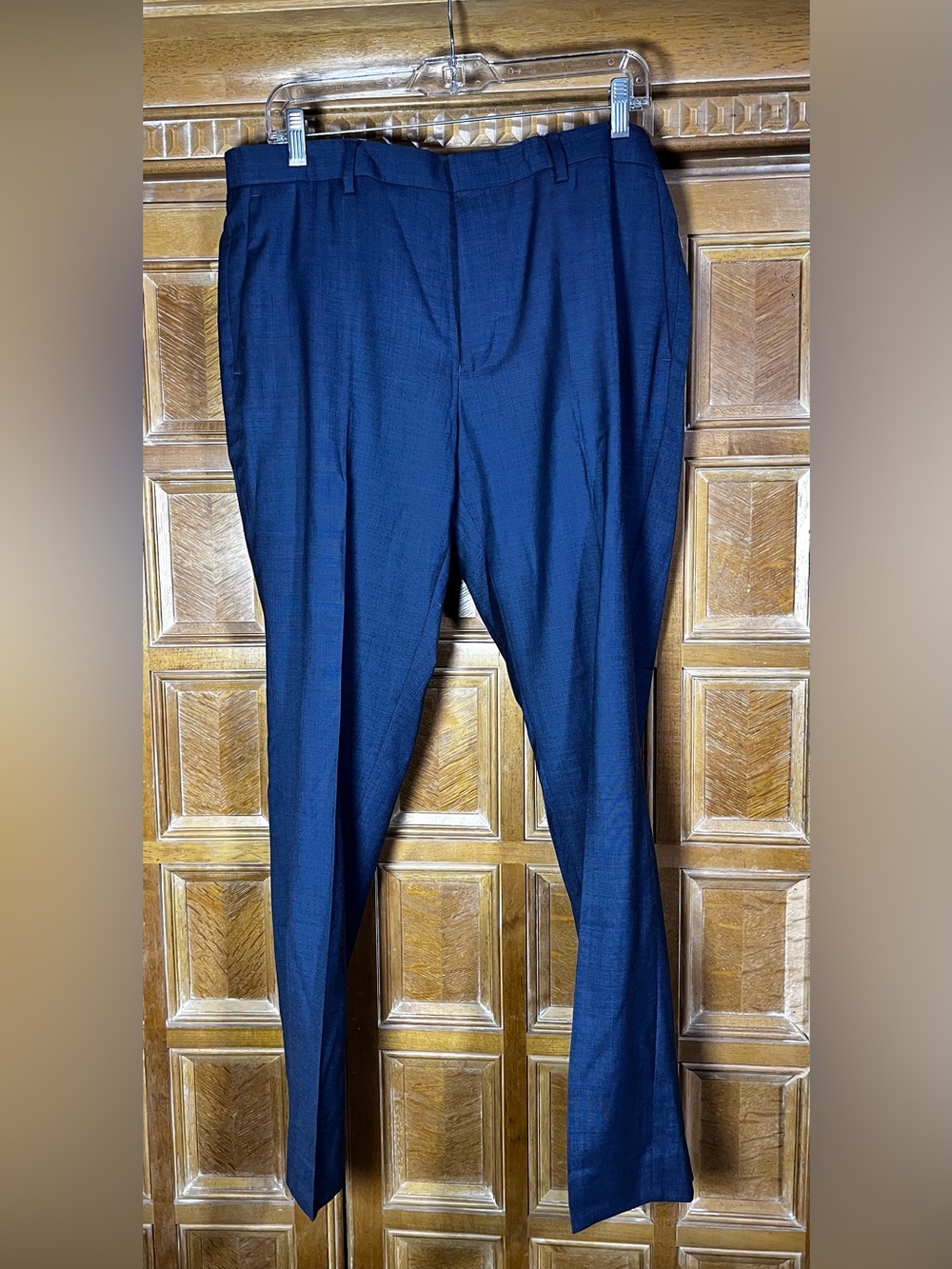 Men’s Navy Blue Wool Dress Pants 37x31 Collegno 1900 3D Wool Flat Front Italian